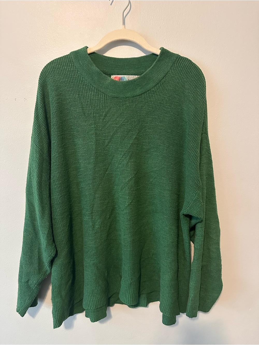 Free People FP Beach Malibu Surf Knit Sweater Green Slouchy Oversized Sz XS